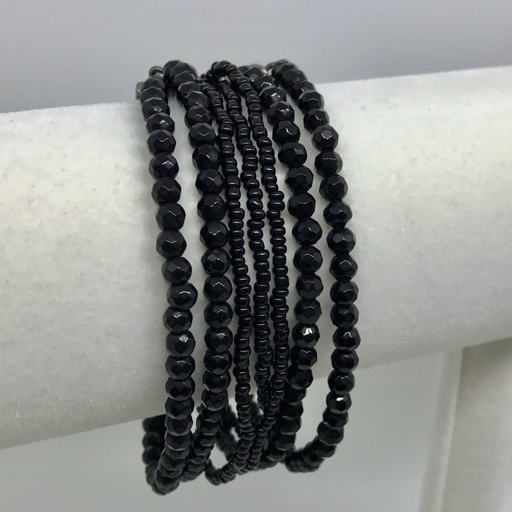 NWOT Premier Designs Black Beaded multi strand Bracelet